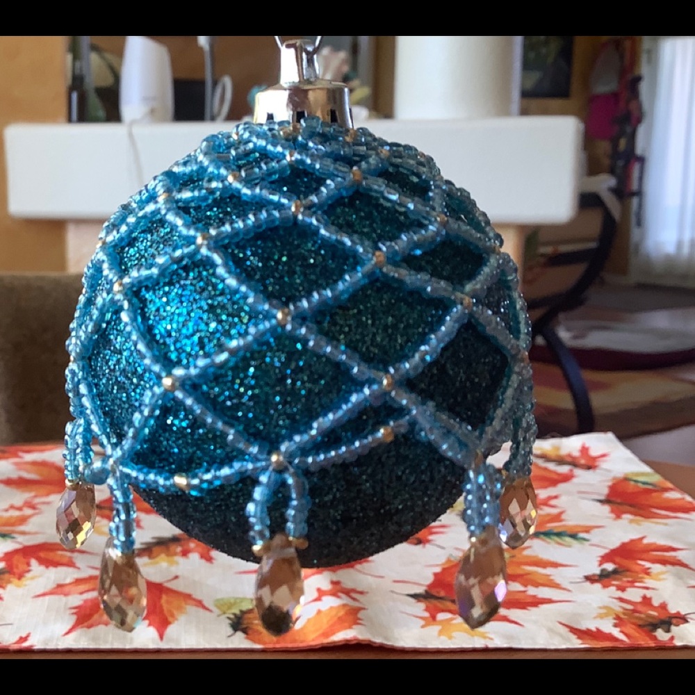 Hand beaded Christmas ornament cover